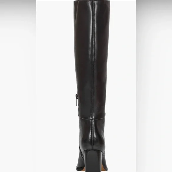 Marc Fisher Perina Knee High Black Leather Heeled Boots Size 9 - Picture 3 of 7